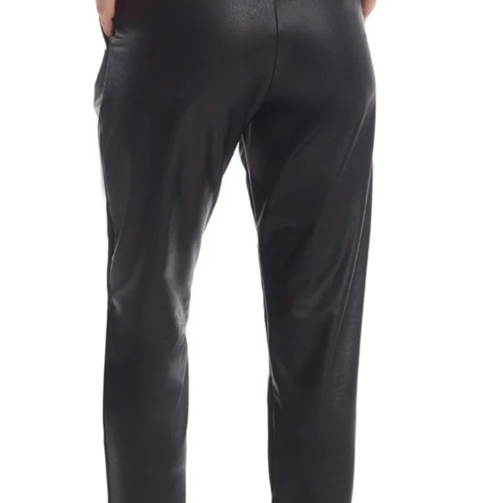 COMMANDO Faux Leather Paper Bag Waist Pants Women’s Size M Black High Rise Taper - Picture 5 of 16